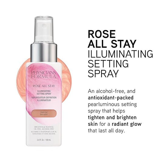 Physicians Formula Rosé All Stay Illuminating Setting Spray For Makeup, Oil-Free, Alcohol-Free, Antioxidants | Dermatologist Tested, Clinicially Tested
