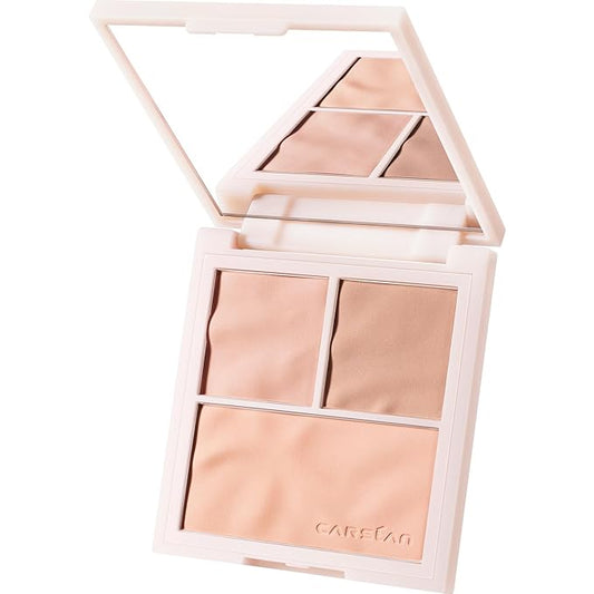 3 Colors Blush Palette For Cheek Makeup, Matte Blush Powder Blendable Face Blush, 12H Longlasting, Lightweight, Smooth Pink, Sunset Orange, 0.37Oz