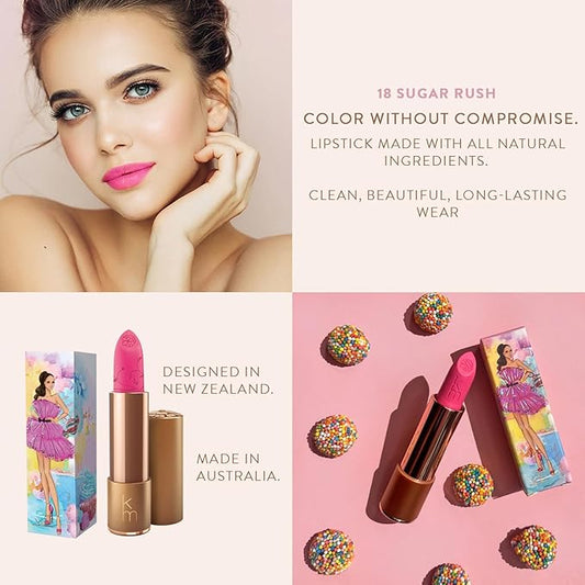 Karen Murrell - Natural Lip Stick - Lipstick 18 Sugar Rush - Hot Pink Lipstick - Matte Finish, 100% Natural Ingredients, Moisturizes & Hydrates Lips - Paraben & Cruelty Free