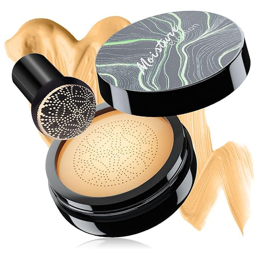 Mushroom Head Air Cushion CC Cream - Long-Lasting & Brightening BB Cream Foundation for Mature Skin, Waterproof & Moisturizing Full Coverage Self Adjusting Concealer for Even Skin Tone (Buff Beige)