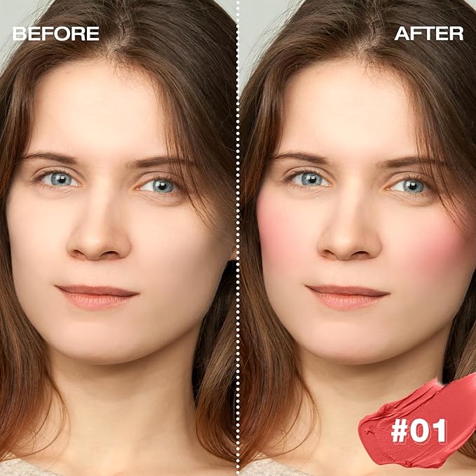 Boobeen Cream Blush for Cheeks, Multi-Use Makeup Blush Stick Waterproof Long Lasting Rouge Stick for Eyes Lips and Cheek, Soft Thin Blush Stick for Flushed and Dewy Look