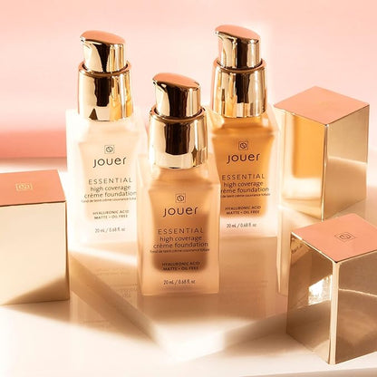 Jouer Essential High Coverage Crème Foundation | Men & Women | Available in 50 Shades for All Skin Tones | Healthy Ingredients | Paraben, Gluten & Cruelty Free | Vegan Friendly,Espresso -deep skin with warm undertones