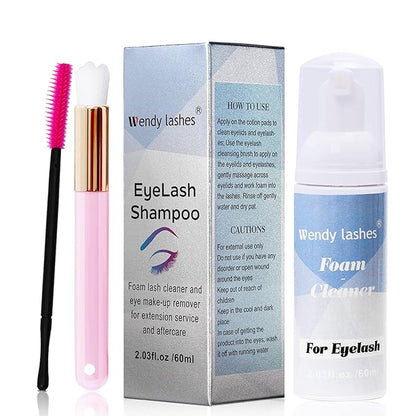 Wendy Lash Shampoo Kit for Cleaning: for Home and Salon Use, 60ML Mild, Natural Formula, with Brushes, SL-HS