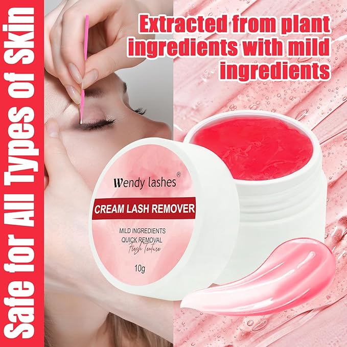 Eyelash Glue Remover for Lash Extensions: for DIY and Lash Artists, Wendy, 10ml Cream, Effectively, Low Irritation, Red, No Flavored