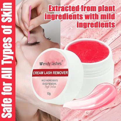 Eyelash Glue Remover for Lash Extensions: for DIY and Lash Artists, Wendy, 10ml Cream, Effectively, Low Irritation, Red, No Flavored