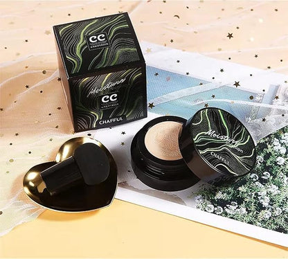 Air Cushion CC Cream, Mushroom Head Foundation, Moisturizing BB Cream Concealer Makeup Base Long Lasting with Mushroom Makeup Sponge (Natural)