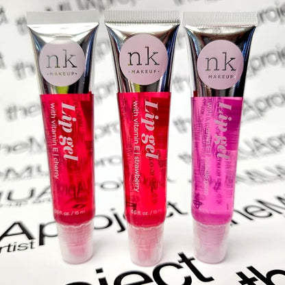 3 Pack Bundle of Assorted Lip Gels - Each set includes CHERRY, STRAWBERRY and BUBBLE GUM- Hydrating Lip Glosses to nourish your lips with Vitamin E, Super Glossy and Thick.
