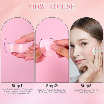 AlluraBeauty Blurring Powder,Blurring Setting Powder,Beauty Blurring Powder, Pink Setting Powder Makeup Waterproof,Pink Powder Loose Setting for All Skin Tones (Pink, A)