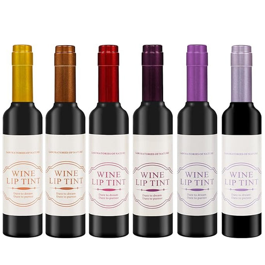 ALIVER Wine Lip Tint 6 Colors/Set, Waterproof Long Lasting Lip Stain, Non stick Cup Lip Gloss, Light