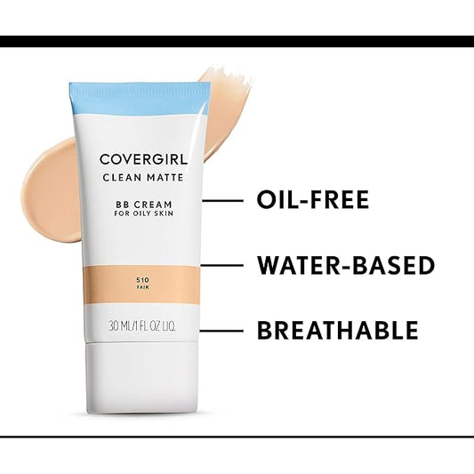 COVERGIRL - Clean Matte BB Cream, Oil-Free, Long-Lasting, Sensitive Skin, Lightweight, 100% Cruelty-Free