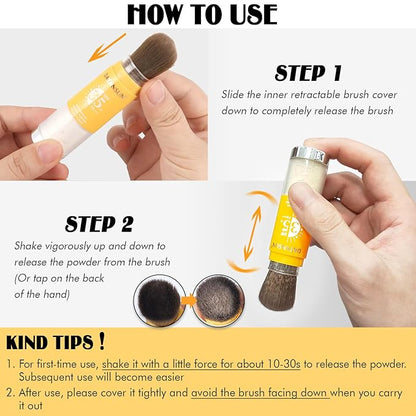 2PCS Mineral Powder Sunscreen Setting Makeup - SPF 35 Brush On Sunscreen for Face & Scalp & Hair, Natural Matte Loose Finishing Powder, Oil Control Lightweight Breathable (#02 Translucent)