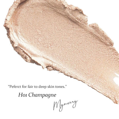 Dewy Highlighter Makeup 15g/0.53fl.Oz, Highlighter Makeup Stick for Face and Body, Radiant & Shimmer Glow, Buildable Color for All Day | Vegan & Cruelty-Free | Champagne Beige Gold