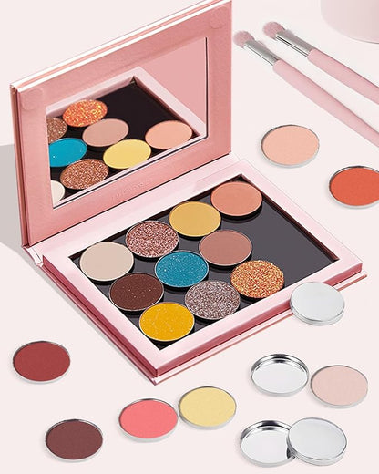 EORTA 100 Pcs Empty Round Metal Tins Palette Pans Silver Mini Aluminum Plate for Paint Eyeshadow Palette Makeup, Diameter 2.5cm
