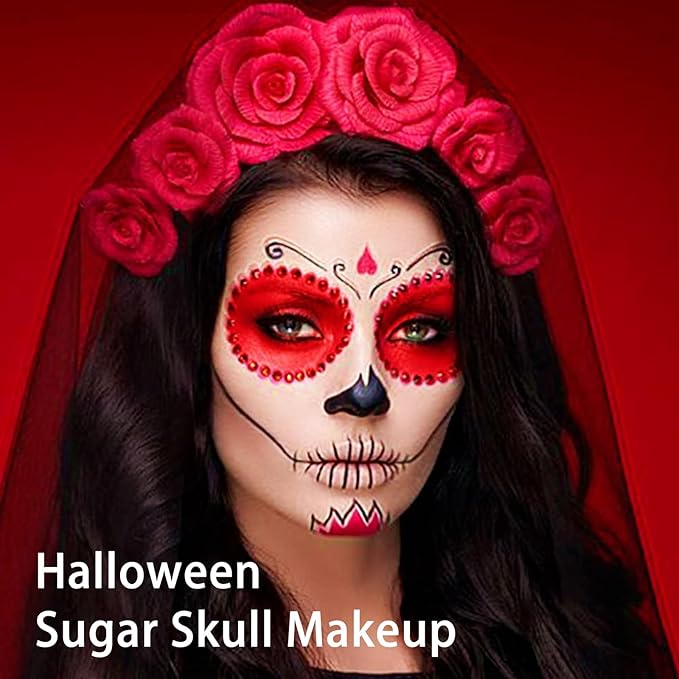 UCANBE Red Face & Body Paint Makeup Foundation, Professional Non-Toxic Cream Greasepaint, Oil-Based Face Painting Kit for Kids & Adults Party, Halloween SFX Devil Clown Vampire Costume Cosplay Makeup