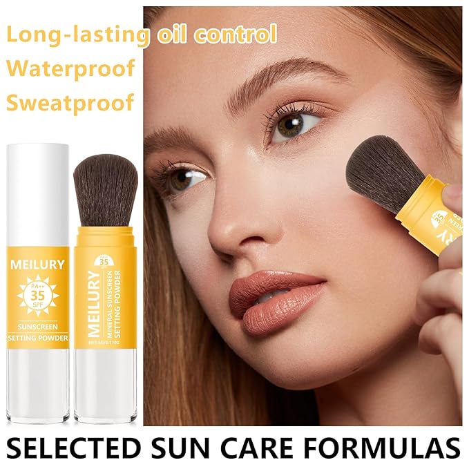 Sunscreen Setting Powder SPF 35, Oil Control Natural Matte Finish Loose Powder Translucent Lasting Lightweight Breathable for All Skin (#03 White)