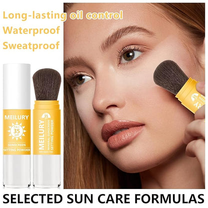 Sunscreen Setting Powder SPF 35, Oil Control Natural Matte Finish Loose Powder Translucent Lasting Lightweight Breathable for All Skin (#03 White)