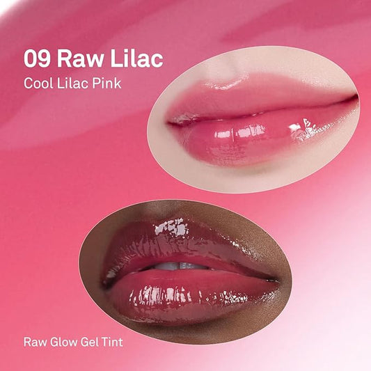 HINCE Raw Glow Gel Tint - Glossy Dewy Lip Tint, Non-Sticky & Long Wearing Lip Gloss for Natural Glass Glow, Moisturizing Liquid Lipstick, Vegan, 0.13 fl.oz. (RAW LILAC, 09)