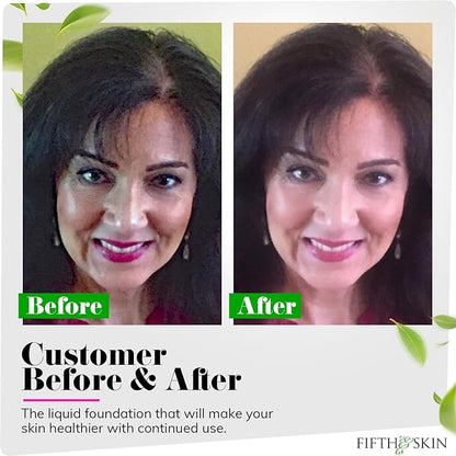 Fifth & Skin: Better’n Ur Skin Liquid Foundation (RICH TAN) - Natural, Organic, Vegan, Cruelty-Free - Gluten-Free Beauty with Buildable Coverage and Palm-Free Luxury - 1 oz