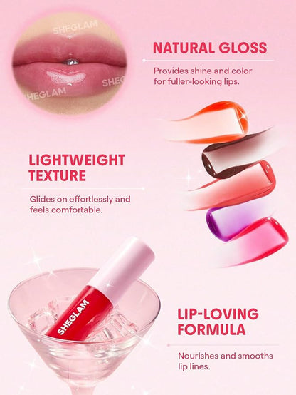 SHEGLAM Jelly Wow Tinted Lip Oil Plumping Lip Gloss Natural -Pinky Swear