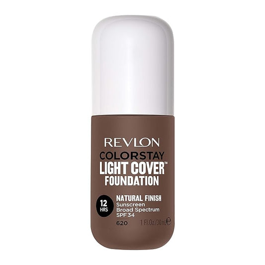 Revlon ColorStay Light Cover Liquid Foundation, Hydrating Longwear Weightless Makeup with SPF 35, Light-Medium Coverage for Blemish, Dark Spots & Uneven Skin Texture, 620 Java, 1 fl. oz.