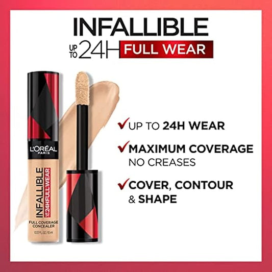 L’Oréal Paris Makeup Infallible Full Wear Waterproof Matte Concealer, Walnut, 0.33 Fl Oz (Pack of 2)