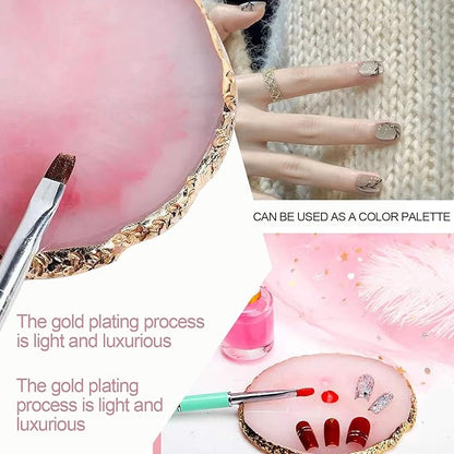 2 PCS Resin Nail Art Palette, Nail Painting Mixed Color Palette, Nail Polish Palette, Heart Shape and Circle Resin Gel Polish Palette