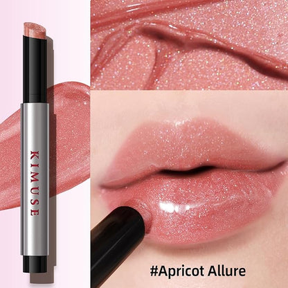 KIMUSE Lip Plumper, Hydrating Korean Lip Gloss, Click Tinted Lip Balm Solid Lipstick for Plumps & Moisturizes, Long-wearing All-in-one Lip Plumping, Gloss, Balm