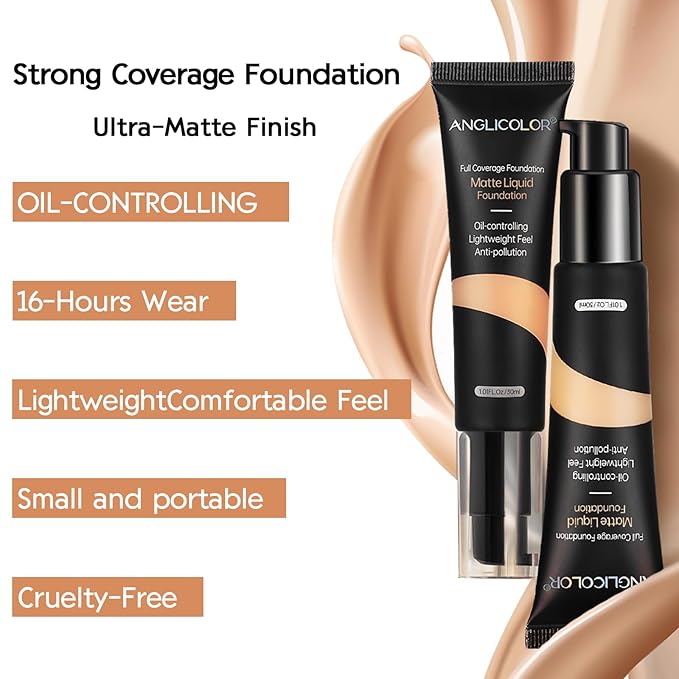 Matte Oil Control Concealer Foundation Flawless Soft Long Lasting Foundation Makeup,Waterproof Full Coverage Face Makeup Strong Concealer Foundation for Oily Acne Skin (#101 Porcelain)