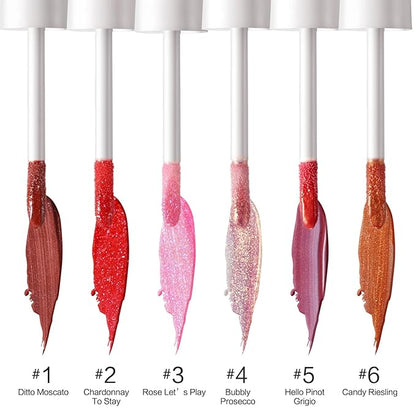Wine Lip Tint 6 Colors, Waterproof Long Lasting Lip Stain, Non-stick Cup Lip Gloss, Light but Smart, Red and Wonderful, Lipstick Set, Fine Packaging