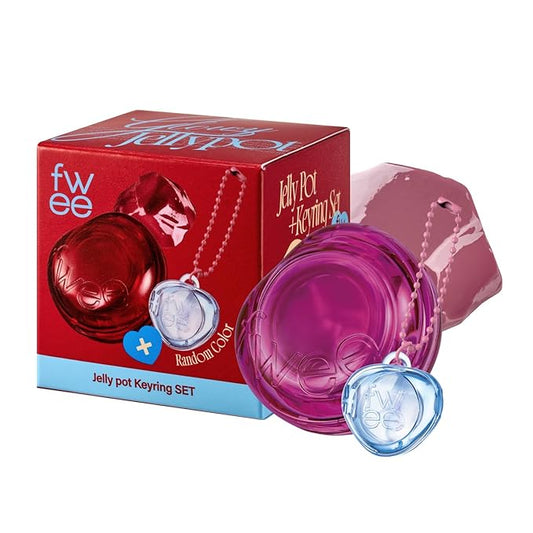 Glowy Jelly Pot + Keychain SET | Dewy Jelly Lip & Blush Color, Tinted Glow Jelly Balm, Dewy Buildable Finish – Cream Tea (Muted Mauve) | 0.14 oz