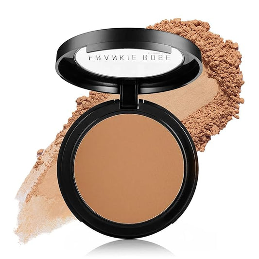 Frankie Rose Cosmetics Powder Foundation – Full Coverage Face Powder For Pores & Imperfections, Evens Out Skin Tone & Shine-Control | 58 Grams (Tan)
