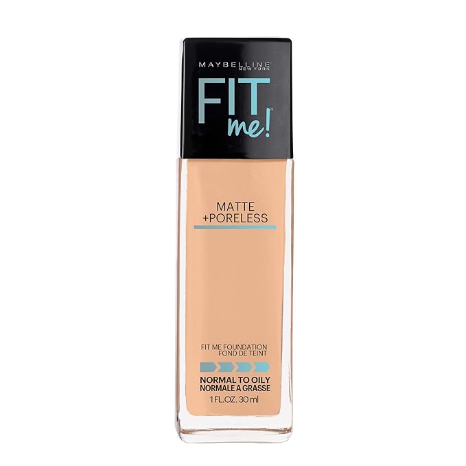 Maybelline Fit Me Matte + Poreless Pressed Powder, Liquid Foundation, Natural Beige, 1 Count Each
