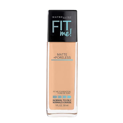 Maybelline Fit Me Matte + Poreless Pressed Powder, Liquid Foundation, Natural Beige, 1 Count Each