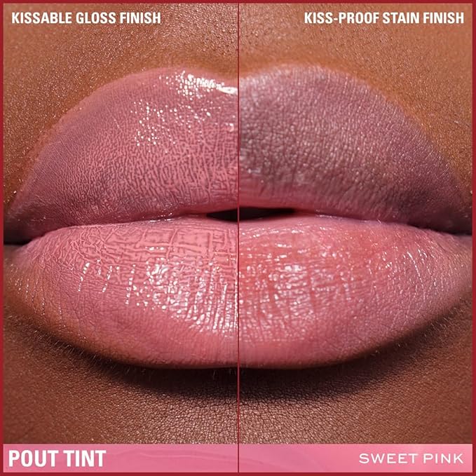 Makeup Revolution, Pout Tint Lip Gloss, Lightweight & Buildable Formula, Gloss to Stain Finish, Sweet Pink, 0.1 Fl.Oz.