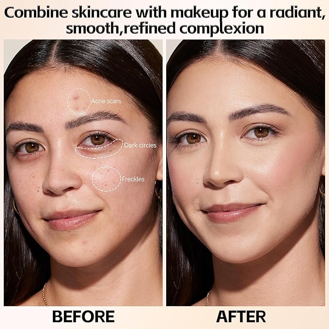 2 in 1 Full Coverage Foundation Stick,Hydrating Lightweight Foundation Makeup Stick,Built-In Applicator,Long-Lasting Cream Concealer,Natural Colour