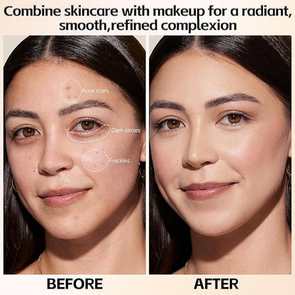 2 in 1 Full Coverage Foundation Stick,Hydrating Lightweight Foundation Makeup Stick,Built-In Applicator,Long-Lasting Cream Concealer,Natural Colour