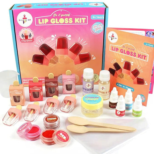 Lip Gloss Making Kit with Natural Ingredients - Make Custom Glosses with Essential Oils & Vitamin E - Educational STEM Craft Gift for Girls