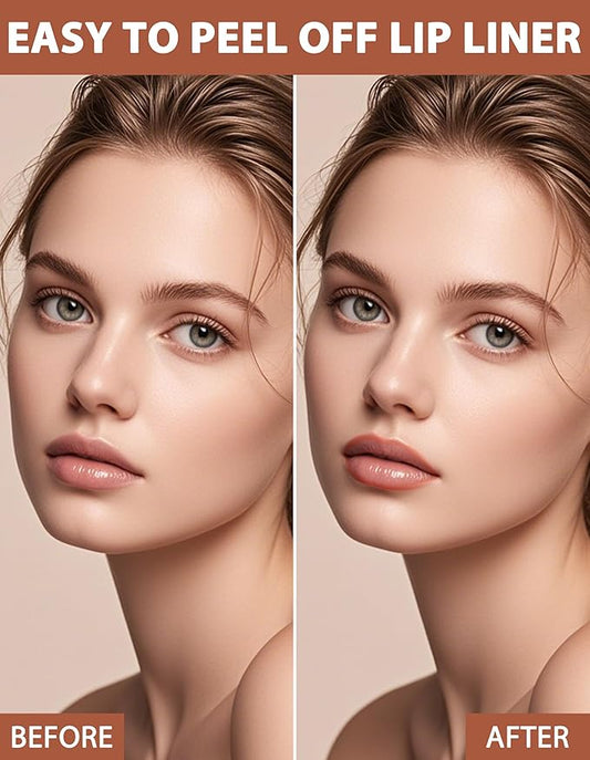 Lip Liner Stain Peel Off, Peel Off Lip Tint with Natural Finish, Long Lasting, Waterproof, Smudge-proof, Transfer-Proof, Highly Pigmented Color, Easy to Use #01Nude Pink