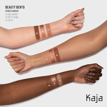 Kaja Lip & Blush Glazed Keychain Stain - Jelly Charm 06 Mocha Glaze + Beauty Bento Collection - Bouncy Eyeshadow Trio 10 Spiked Ginger, 0.03 Oz Bundle