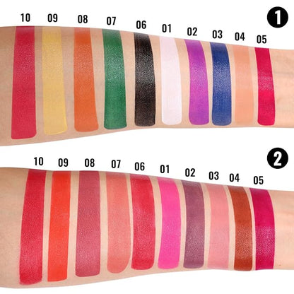 BOBISUKA Cream Lip Color Palette, High Impact 10 Halloween Colors Matte Lipstick Makeup Palette, Moisturizing Waterproof Creamy Formula Lipstick - Halloween