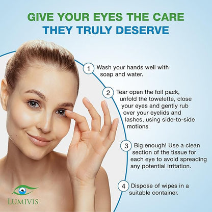 Tea Tree Oil Eyelid Wipes – 144 Individually Wrapped Pads for Daily Eye Cleansing, Makeup Removal & Eyelid Hygiene – Gentle, Soothing, Natural Formula