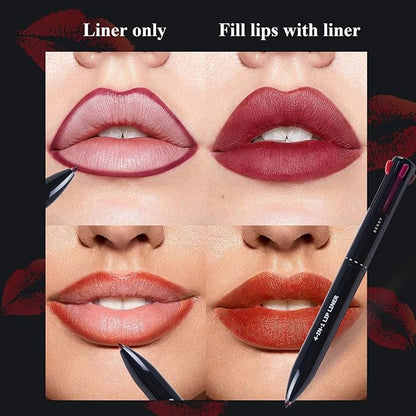 4 in 1 Makeup Pen, 2 PCS, Eye Liner, Brow Liner, Lip Liner, Highlighter Pen, Smooth to Glide, All in One Waterproof Long-Lasting Multi-function Beauty Pencil, Facial Lip Liner Makeup Pencil