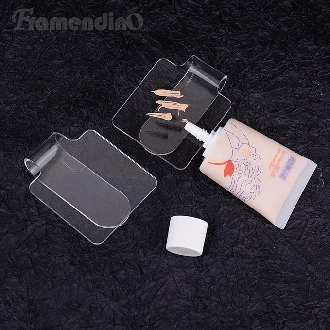 Framendino, 2 Pieces Makeup Palette Acrylic Hand-held Mixing Tray for Foundation, Eyeshadow, Powders, Cosmetics and Nail Art Manicure