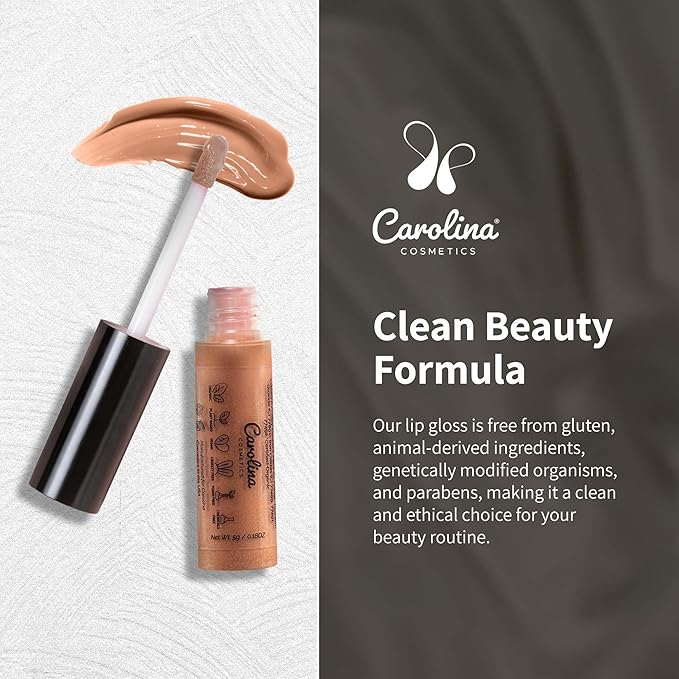 Plant-Based Non-Sticky Lip Gloss (Nude with Attitude) - Hydrating & Nourishing - Sunflower Seed Oil, Cacao & Grape Seed Oil - Gluten-Free, Vegan, Non-GMO, Paraben-Free - 5g/0.18oz