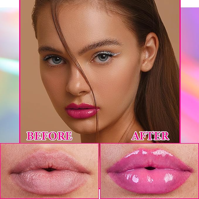 4 Pcs Color Changing Lip Gloss,Smooth Long Lasting Shiny Magic Color Jelly Color Changing Lipstick Lip Balm,Moisturizing Colorful Lip Stain Oil Lipgloss Lip Tint Set for Women