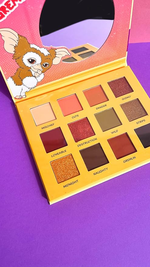 MAD Beauty Warner Bros Gremlins Eyeshadow Palette, Lid Mirror, Travel Ready, Metallic Shimmers, Pressed Glitter