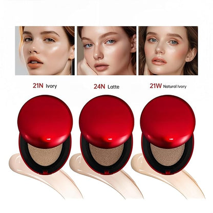MAEPEOR Cushion Foundation 9 Colors Full Coverage Weightless Satin Glow Foundation Hydrating Long-Lasting Cushion BB Cream (Color 08)