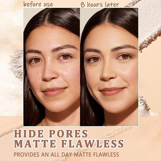 Oil Control Face Pressed Powder,Matte Smooth Flawless Setting Powder Makeup,Waterproof Long Lasting Finishing Powder,Cruelty Free Lightweight Face Cosmetics,0.35Oz(PURE BEIGE)