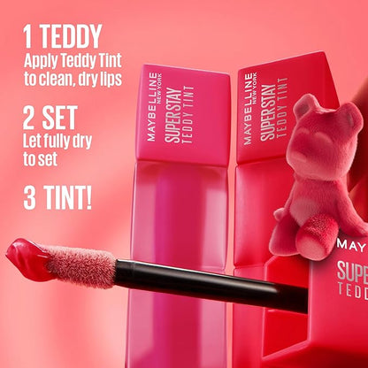 MAYBELLINE Super Stay Teddy Lip Tint, Long Lasting Matte Lipstick For Up To 12HR Wear, Coquettish, 1 Count