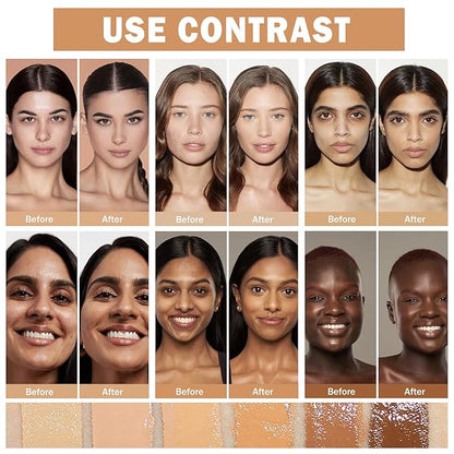 Concealer Full Coverage Foundation for Mature Skin,Oil Control Matte 2 in 1 Concealer liquid Foundation Makeup Waterproof Base De Maquillaje Alta Cobertura-06 Deep